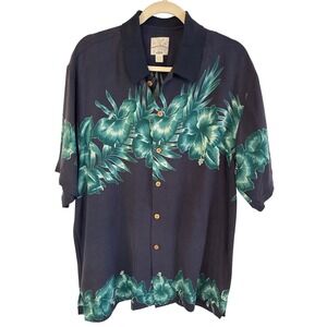Tommy Bahama Relax Silk Aloha Hawaiian Shirt Men's Medium Blue Floral